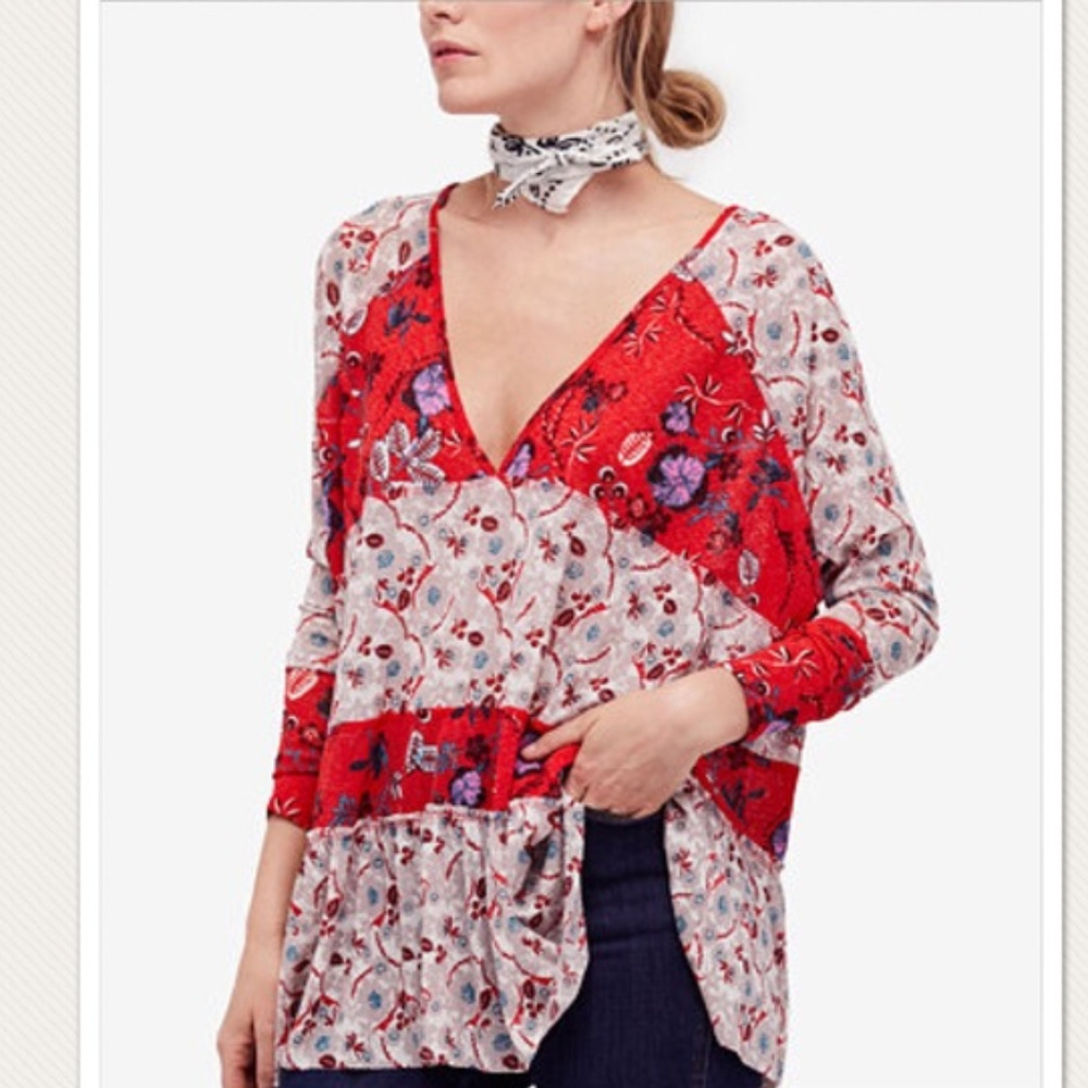 🆕Free People Isabelle Tunic Floral Print Boho Top